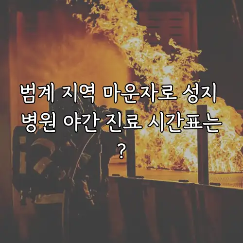 범계 지역 마운자로 성지 병원 야간 진료 시간표는?