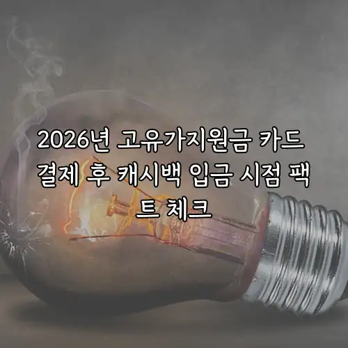 2026년 고유가지원금 카드 결제 후 캐시백 입금 시점 팩트 체크