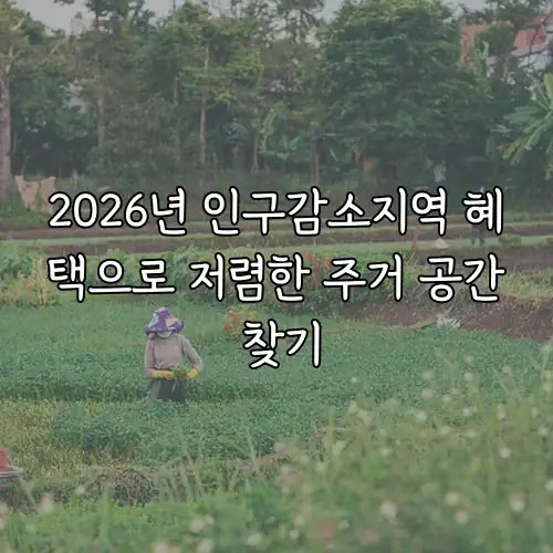 2026년 인구감소지역 혜택으로 저렴한 주거 공간 찾기
