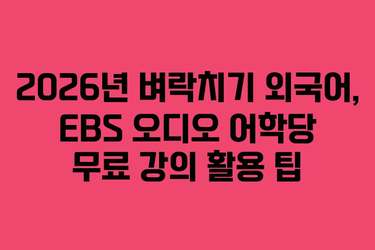 2026년-벼락치기-외국어,-EBS-오디오-어학당-무료-강의-활용-팁