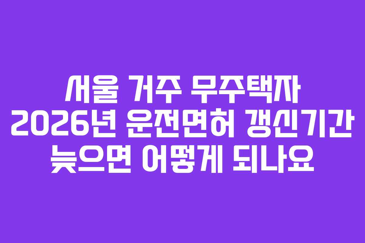 서울-거주-무주택자-2026년-운전면허-갱신기간-늦으면-어떻게-되나요