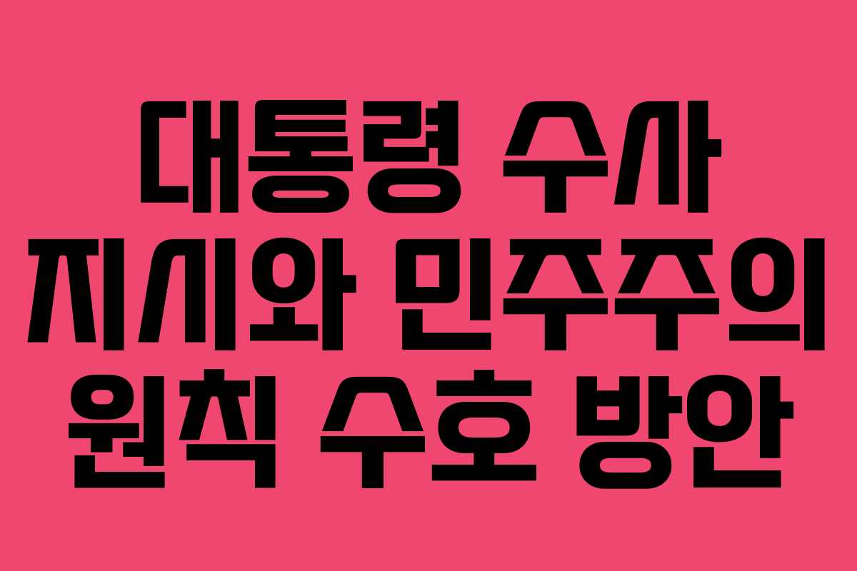 대통령-수사-지시와-민주주의-원칙-수호-방안